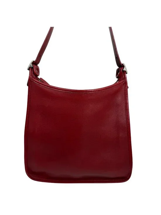 Vintage COACH Andrea 9073 USA Slim Shoulder Bag Red Leather Silver Buckle NO TAG - Picture 1 of 16